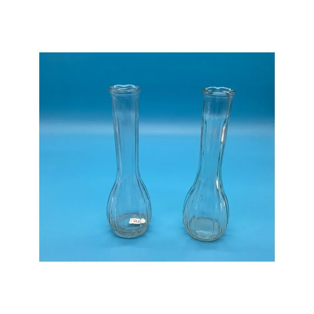 Vintage Clear Glass Bud Vases Set of 2 Fluted‎ 9